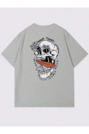 Tropical Kafatası Baskılı Erkek Oversize T-shirt - Görsel 38