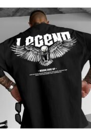 Erkek Legend Kartal Sırt Baskı Detaylı Oversize T-Shirt Rahat ve Şık Tasarım - Görsel 9