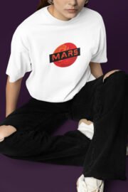 Mars Baskılı Kadın Oversize T-Shirt - Görsel 9