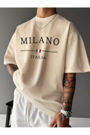Milano Baskılı Oversize Erkek T-Shirt - Görsel 5