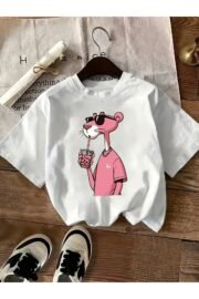 Kadın/Erkek oversize Pembe Panter baskılı T-shirt rahat ve şık Tasarım - Görsel 7