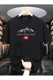 SWITZERLAND Baskılı Unisex Oversize T-Shirt - Görsel 6