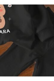 Kız Çocuk Siyah Cherry Baskılı İkili Takım – Sweatshirt & İspanyol Paça Alt - Görsel 13