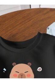 Kız Çocuk Siyah Cherry Baskılı İkili Takım – Sweatshirt & İspanyol Paça Alt - Görsel 16