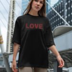 Love Baskılı Kadın Oversize T-Shirt