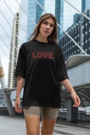 Love Baskılı Kadın Oversize T-Shirt