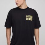 Access Denied Yazılı Siyah Oversize T-shirt - Rahat ve Şık Tasarım
