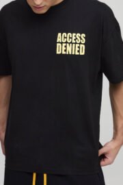 Access Denied Yazılı Siyah Oversize T-shirt - Rahat ve Şık Tasarım - Görsel 3