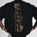 Erkek oversize Balance baskılı T-shirt rahat ve şık Tasarım