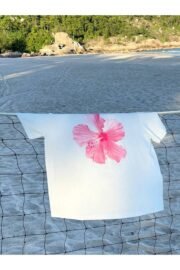 Pembe Çicek Baskılı Kadın Oversize T-Shirt - Görsel 3