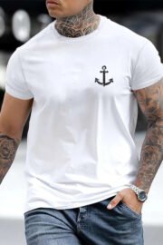 Çapa Baskılı Erkek Oversize T-Shirt