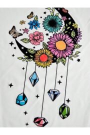 Çicek Ay Baskılı Kadın Oversize T-Shirt - Görsel 4