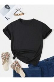 Çicekler Çizme Sırt Baskı Detaylı Kadın Oversize T-Shirt - Görsel 5