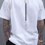 Dikey Paris Baskılı Erkek Oversize T-Shirt