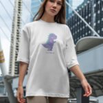 Dinosaur Baskılı Kadın Oversize T-shirt