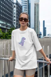 Dinosaur Baskılı Kadın Oversize T-shirt - Görsel 2