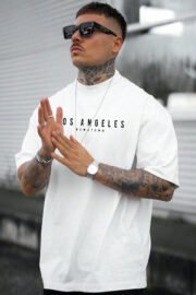 Los Angeles DownTown Baskılı Erkek Oversize T-Shirt