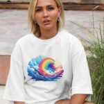 Gökkuşağı Baskılı Oversize T-Shirt