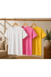 3’lü Çocuk Basic Tişört Seti %100 Pamuk Kısa Kollu Günlük Rahat Unisex Tshirt - Görsel 18