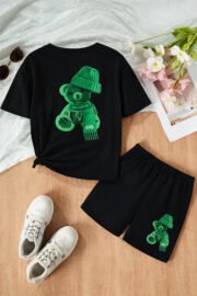 Unisex Çocuk Şortlu Baskılı Yazlık 3-12 Yaş Arası Nefes Alan Takımlar - Görsel 6