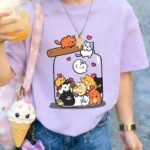 Sevimli Kedi Desenli Çocuk Tişört Eğlenceli Baskılı Regular Fit