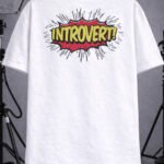 Introvert Baskılı Beyaz Oversize Tişört Unisex Streetwear T-Shirt