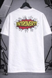 Introvert Baskılı Beyaz Oversize Tişört Unisex Streetwear T-Shirt