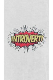 Introvert Baskılı Beyaz Oversize Tişört Unisex Streetwear T-Shirt - Görsel 2