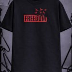 Freedom Yazılı Siyah Oversize Tişört Unisex Sokak Stili Baskılı T-Shirt