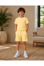 Erkek/Kız Çocuk Yeşil Şortlu Takım Basic Tshirt Spor Yazlık 3-12 Yaş - Görsel 13