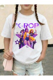 Kız Çocuk K-Pop Baskılı Tişört Siyah Pamuklu 3-12 Yaş Trend Tshirt - Görsel 6