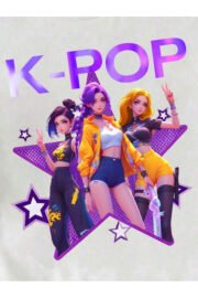 Kız Çocuk K-Pop Baskılı Tişört Siyah Pamuklu 3-12 Yaş Trend Tshirt - Görsel 9