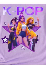 Kız Çocuk K-Pop Baskılı Tişört Siyah Pamuklu 3-12 Yaş Trend Tshirt - Görsel 13