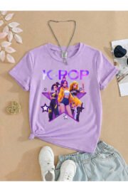 Kız Çocuk K-Pop Baskılı Tişört Siyah Pamuklu 3-12 Yaş Trend Tshirt - Görsel 14