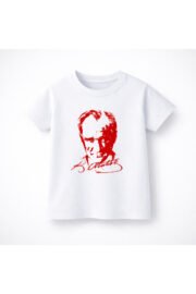 Çocuk Tişört Atatürk Baskılı Pamuklu Unisex Günlük Rahat Tişört