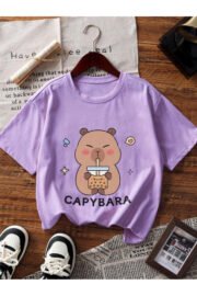 Kız Çocuk Cappybara Baskılı 3'lü Set Nefes Alan Yazlık T-Shirt - Görsel 3