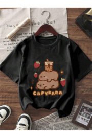 Kız Çocuk Cappybara Baskılı 3'lü Set Nefes Alan Yazlık T-Shirt - Görsel 5