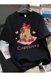 Cappybara Desenli Çocuk Tişört Sevimli Baskılı Regular Fit