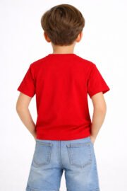 Kız/Erkek Türk Bayrağı Baskılı Kırmızı Çocuk Tshirtü - Görsel 2