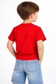 Kız/Erkek Türk Bayrağı Baskılı Kırmızı Çocuk Tshirtü - Görsel 3