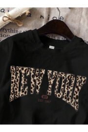 Kız Çocuk Leopar NewYork Baskılı Nefes Alan T-Shirt - Görsel 2