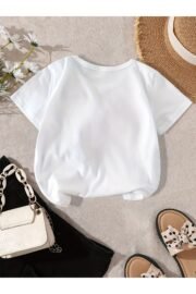 Kız Çocuk Kurdele Baskılı Nefes Alan Yazlık T-Shirt - Görsel 2