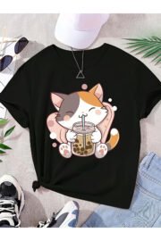 Sevimli Hayvan Baskılı Çocuk Tshirt Unisex Pamuklu