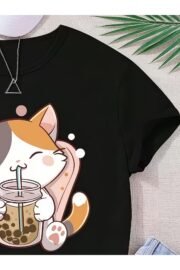 Sevimli Hayvan Baskılı Çocuk Tshirt Unisex Pamuklu - Görsel 4