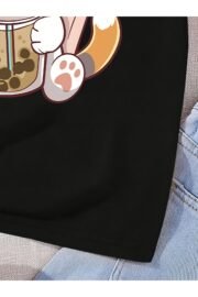 Sevimli Hayvan Baskılı Çocuk Tshirt Unisex Pamuklu - Görsel 5