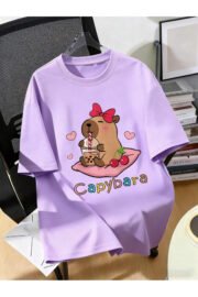 Cappybara Desenli Çocuk Tişört Sevimli Baskılı Regular Fit - Görsel 11