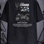 Unisex Oversize BMW S1000RR Baskılı Siyah Tişört Street Style Premium