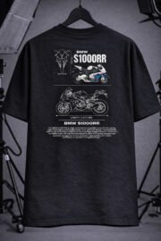 Unisex Oversize BMW S1000RR Baskılı Siyah Tişört Street Style Premium