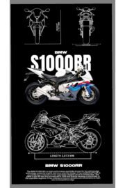 Unisex Oversize BMW S1000RR Baskılı Siyah Tişört Street Style Premium - Görsel 2