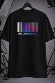 Unisex Oversize Be Original Baskılı Siyah T-Shirt